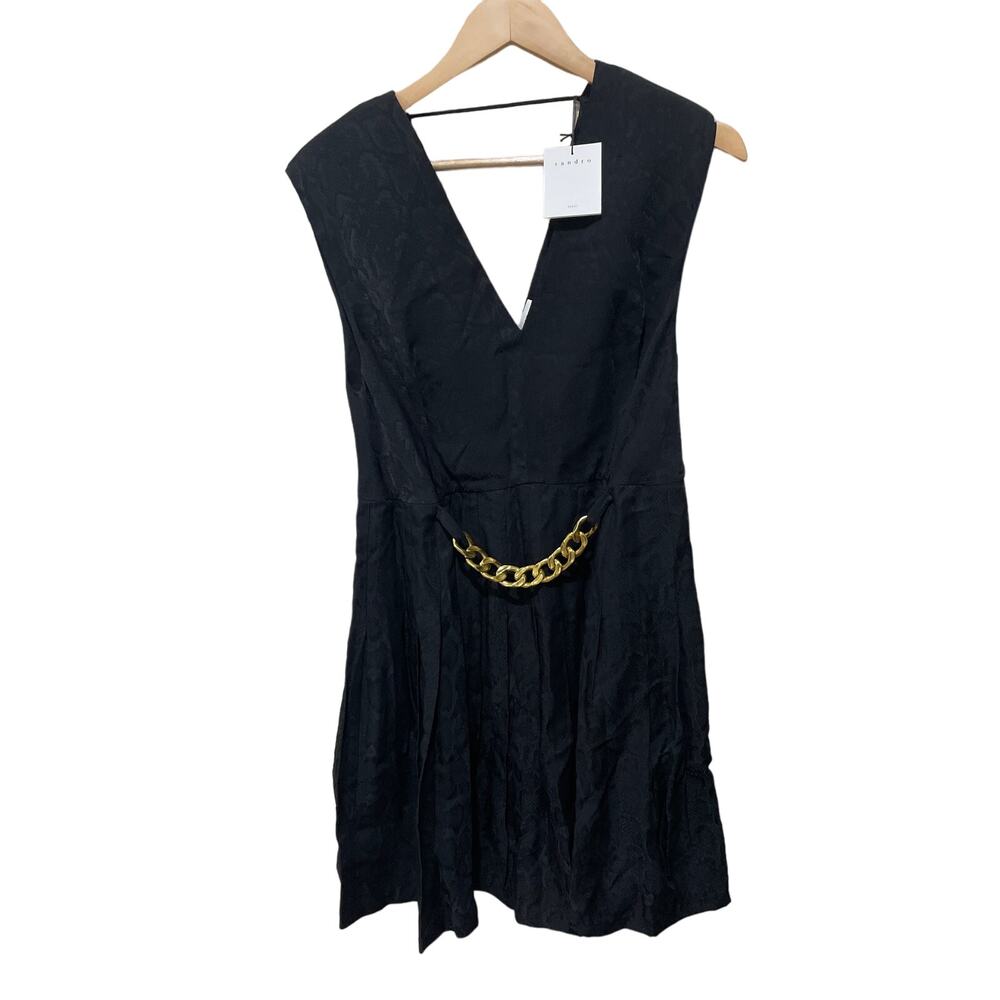 Sandro Aurea Chain Accent Jacquard‎ Fit & Flare Dress Size 8 - Picture 5 of 7